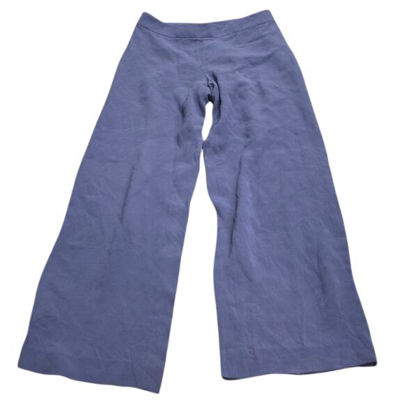 Vintage Giorgio Armani Women's Wide Leg Blue Silk Trousers Pants Size 46 US 12 - Picture 1 of 11